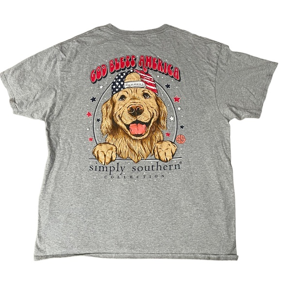 Simply Southern Tops - Simply Southern Graphic Tee Size XL 4th of July Golden Retriever